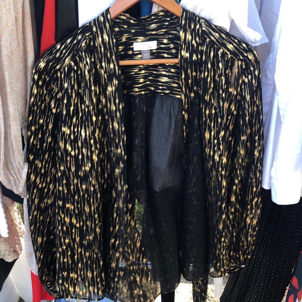 Olivia Palermo metallic wrap top